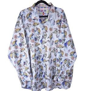 Luchiano Visconti Black Label Multicolor Paisley Flip Cuff Shirt 3XLB